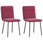 vidaXL Jedálenské stoličky 2 ks vínovo-červené zamatové