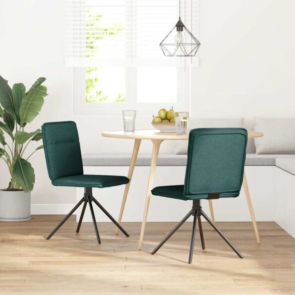 vidaXL Jedálenské stoličky 2 ks, tmavozelené, látka – Obrázok 2