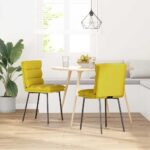 vidaXL Jedálenské stoličky 2 ks žlté zamatové – Obrázok 2