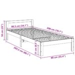 vidaXL Posteľ bez matraca 90x200 cm masívna borovica – Obrázok 10