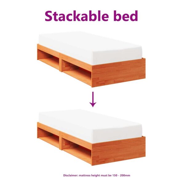 VidaXL Denná posteľ bez matraca Vosk Hnedá 100x200 cm Masív Borovica – Obrázok 8