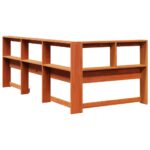 VidaXL Knižnica čelo v tvare L voskové hnedé 75 cm masívna borovica – Obrázok 6