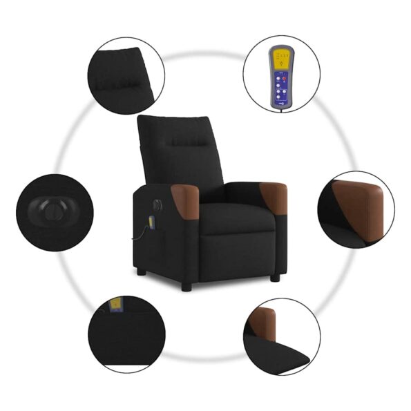 vidaXL Elektrické masážne kreslo čierne látka – Obrázok 10