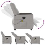 vidaXL Elektrické masážne sklápacie kreslo oblakšedá látkové – Obrázok 8