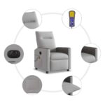 vidaXL Elektrické masážne sklápacie kreslo oblakšedá látkové – Obrázok 10