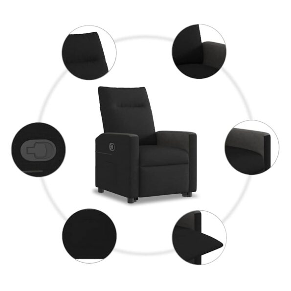 vidaXL Zdvíhacie sklápacie kreslo čierne látka – Obrázok 10