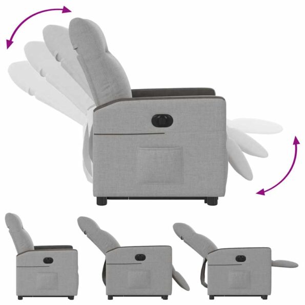vidaXL Elektrické zdvíhacie sklápacie kreslo oblakšedá látka – Obrázok 8
