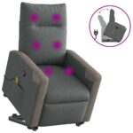 vidaXL Zdvíhacie a sklápacie masážne kreslo tmavosivé látka