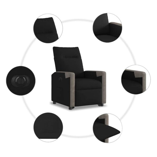 vidaXL Elektrické zdvíhacie sklápacie kreslo čierne látka – Obrázok 11