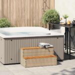 VidaXL vírivka Step Béžová 100x50x50,5 cm polyratan a masívna akácia – Obrázok 2