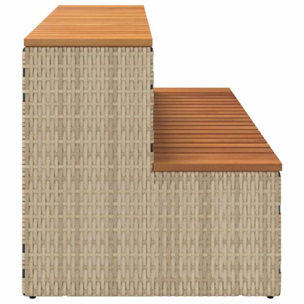 VidaXL vírivka Step Béžová 100x50x50,5 cm polyratan a masívna akácia – Obrázok 5