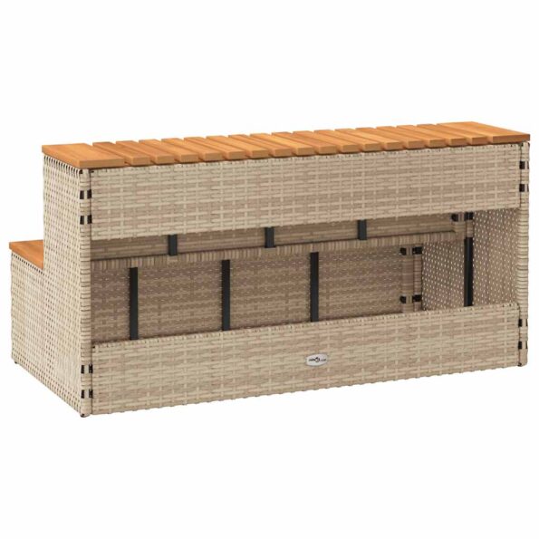 VidaXL vírivka Step Béžová 100x50x50,5 cm polyratan a masívna akácia – Obrázok 6