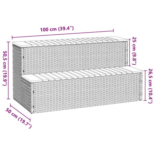 VidaXL vírivka Step Béžová 100x50x50,5 cm polyratan a masívna akácia – Obrázok 9