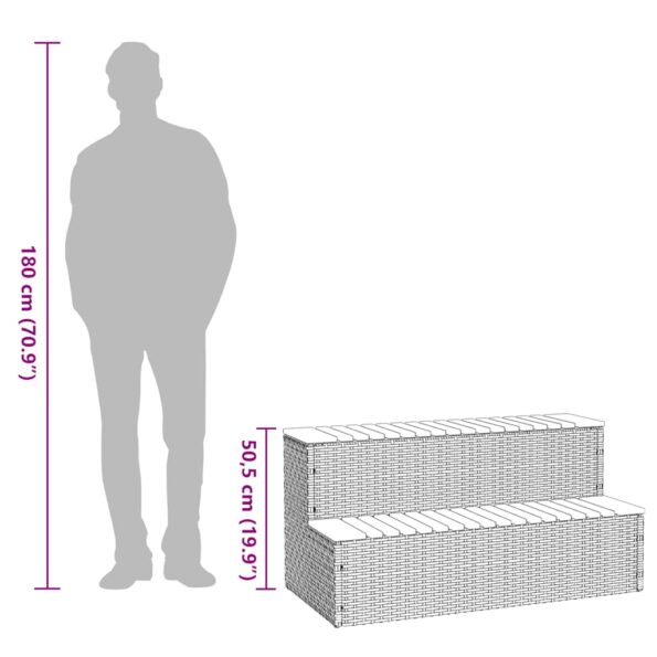 VidaXL vírivka Step Béžová 100x50x50,5 cm polyratan a masívna akácia – Obrázok 10