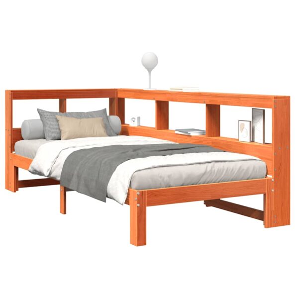 vidaXL Posteľ s knižnicou bez matraca vosková 75x190 cm borovica – Obrázok 3