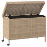 vidaXL záhradný úložný box s kolieskami zmiešaná béžová 110x55x73 cm – Obrázok 3