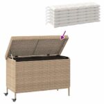 vidaXL záhradný úložný box s kolieskami zmiešaná béžová 110x55x73 cm – Obrázok 7