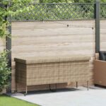 vidaXL záhradný úložný box s kolieskami Béžová 160x55x75 cm Poly ratan – Obrázok 2