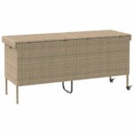 vidaXL záhradný úložný box s kolieskami Béžová 160x55x75 cm Poly ratan – Obrázok 6