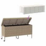 vidaXL záhradný úložný box s kolieskami Béžová 160x55x75 cm Poly ratan – Obrázok 7