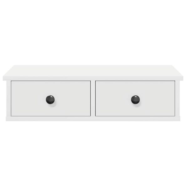 vidaXL Nástenná polica so zásuvkami Biela 60x28x15 cm Upravené drevo – Obrázok 4