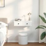 vidaXL Nástenná polica so zásuvkami Biela 60x28x15 cm Upravené drevo