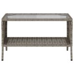 vidaXL 2-miestna záhradná pohovka so stolom vankúše sivý polyratan – Obrázok 7