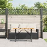 VidaXL záhradná pohovka 3-miestna s vankúšmi a stolíkom čierneho – Obrázok 4