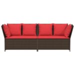 vidaXL Záhradná pohovka s vankúšmi hnedá polyratan – Obrázok 4