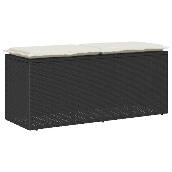 vidaXL Záhradná lavička s vankúšom Čierna 110x40x44 cm Poly Rattan – Obrázok 1