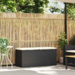 vidaXL Záhradná lavička s vankúšom Čierna 110x40x44 cm Poly Rattan – Obrázok 2