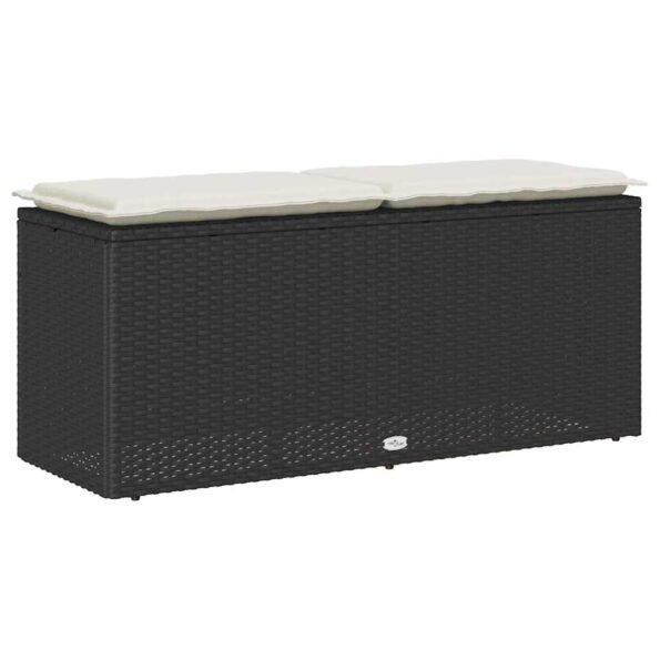 vidaXL Záhradná lavička s vankúšom Čierna 110x40x44 cm Poly Rattan – Obrázok 6