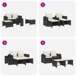 VidaXL 5-dielna záhradná sedacia súprava vankúšmi Stohovateľný čierny – Obrázok 9