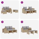 VidaXL 5-dielna záhradná sedacia súprava vankúšmi Stohovateľná béžová – Obrázok 9