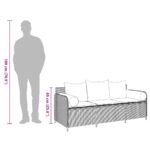 vidaXL Záhradná pohovka s podložkami, 3-miestna, sivá, polyratan – Obrázok 9