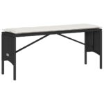 vidaXL 3-dielna záhradná jedálenská sada s vankúšmi čierna polyratan – Obrázok 5