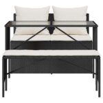 vidaXL 3-dielna záhradná jedálenská sada s vankúšmi čierna polyratan – Obrázok 7