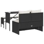 vidaXL 3-dielna záhradná jedálenská sada s vankúšmi čierna polyratan – Obrázok 9