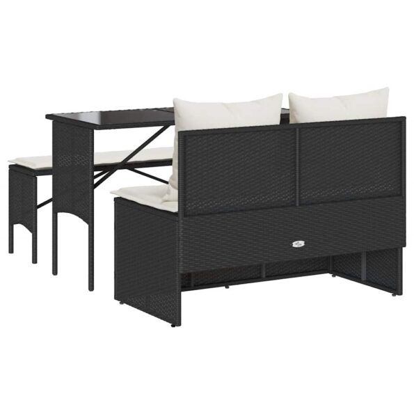 vidaXL 3-dielna záhradná jedálenská sada s vankúšmi čierna polyratan – Obrázok 9