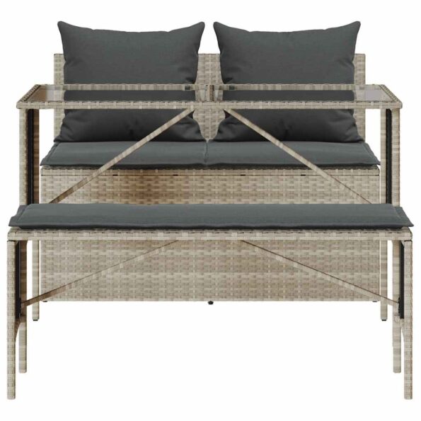 vidaXL 3-dielna záhradná jedálenská sada vankúše bledosivá polyratan – Obrázok 7