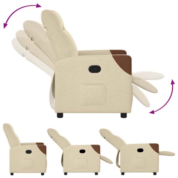 vidaXL Sklápacie kreslo krémové látkové – Obrázok 6