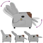 vidaXL Sklápacie masážne kreslo oblakšedá látka – Obrázok 6