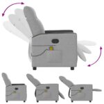 vidaXL Sklápacie masážne kreslo oblakšedá látka – Obrázok 6