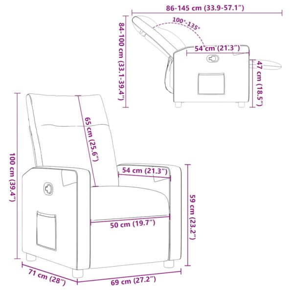 vidaXL Sklápacie kreslo krémové látkové – Obrázok 12