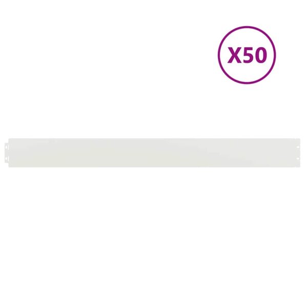 vidaXL Obruby trávnika 50 ks Biela 10x103 cm Oceľ valcovaná za studena – Obrázok 2