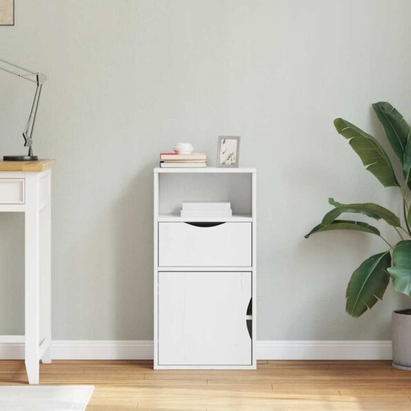 vidaXL bočná skrinka so zásuvkou ODDA biela 40x24x79 cm masív borovica – Obrázok 3