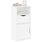 vidaXL bočná skrinka so zásuvkou ODDA biela 40x24x79 cm masív borovica