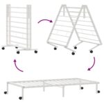 VidaXL Rám postele bez matraca Skladací Biela 90x190 cm Oceľ – Obrázok 9