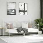 VidaXL Denná posteľ bez matraca Biela 107x203 cm Oceľ – Obrázok 3