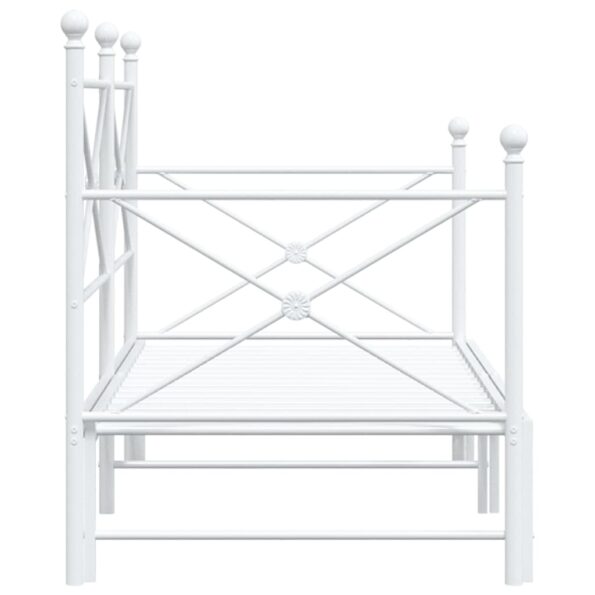 vidaXL Váľanda s kolieskom bez matraca Biela 90x190 cm Oceľ – Obrázok 7